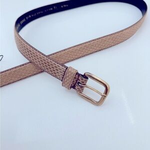Genuine Snakeskin Tan Textured Belt with Gold Buckle
